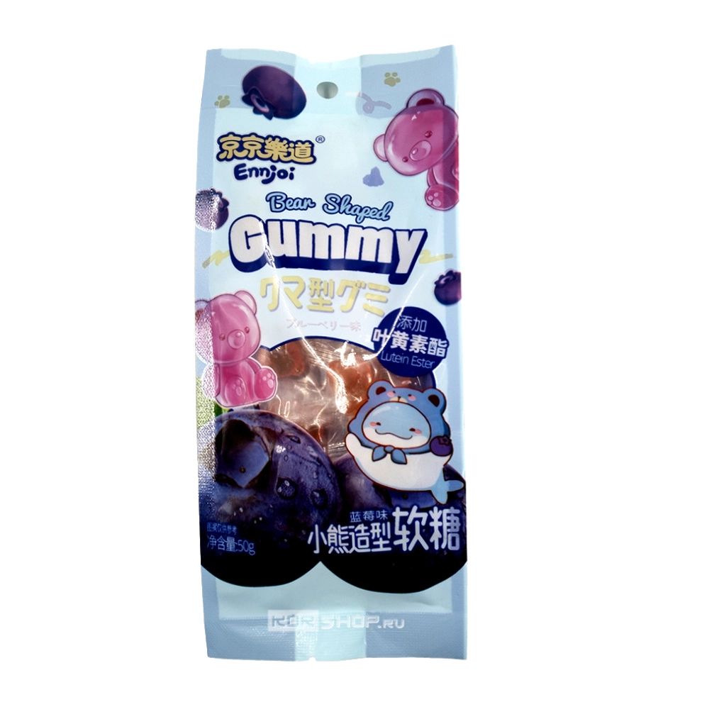 Желейные конфеты в форме медведя со вкусом черники Bear Shaped Gummy Blueberry Ennjoi Guandong Lefen, Китай, 50 г. Срок до 18.11.2025. Желейные конфеты в форме медведя со вкусом черники Bear Shaped Gummy Blueberry Ennjoi Guandong Lefen, Китай, 50 г. Срок до 18.11.2025.