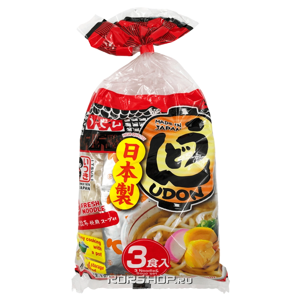 Лапша Удон с супом с экстрактом ламинарии Itsuki (3 порции), Япония, 627 г Лапша Удон с супом с экстрактом ламинарии Itsuki (3 порции), Япония, 627 г