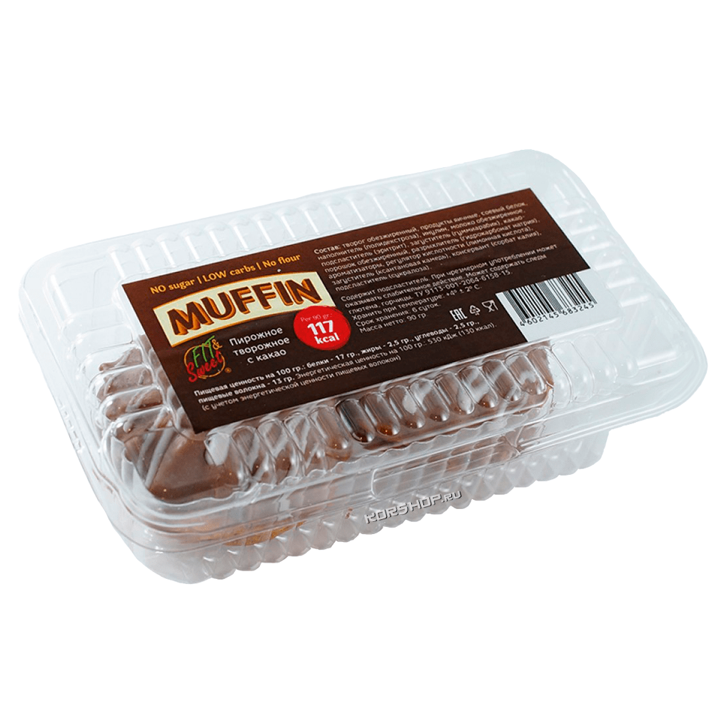 Диетическое творожное пирожное маффин с какао Fit and Sweet, 90 г
