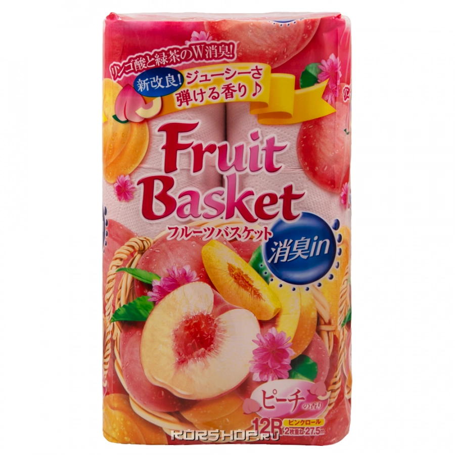 Туалетная бумага с ароматом персика Fruit Basket Marutomi (2 слоя), Япония Туалетная бумага с ароматом персика Fruit Basket Marutomi (2 слоя), Япония