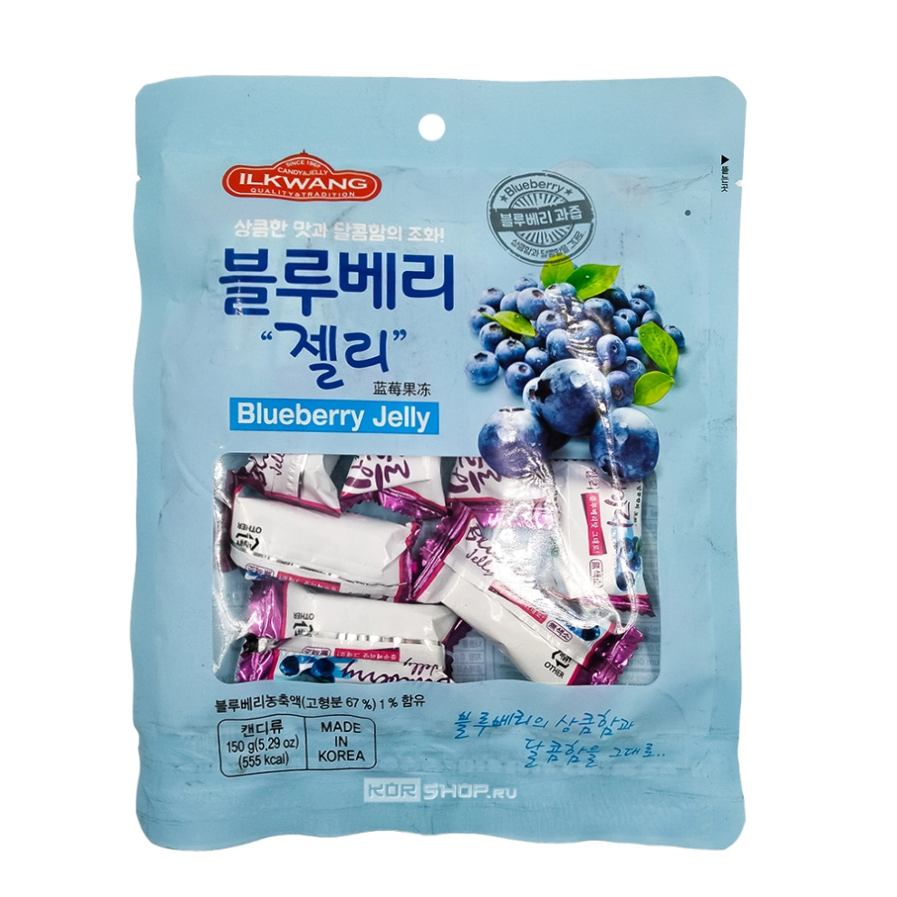 Желейные конфеты со вкусом черники Blueberry Jelly Ilkwang, Корея, 150 г