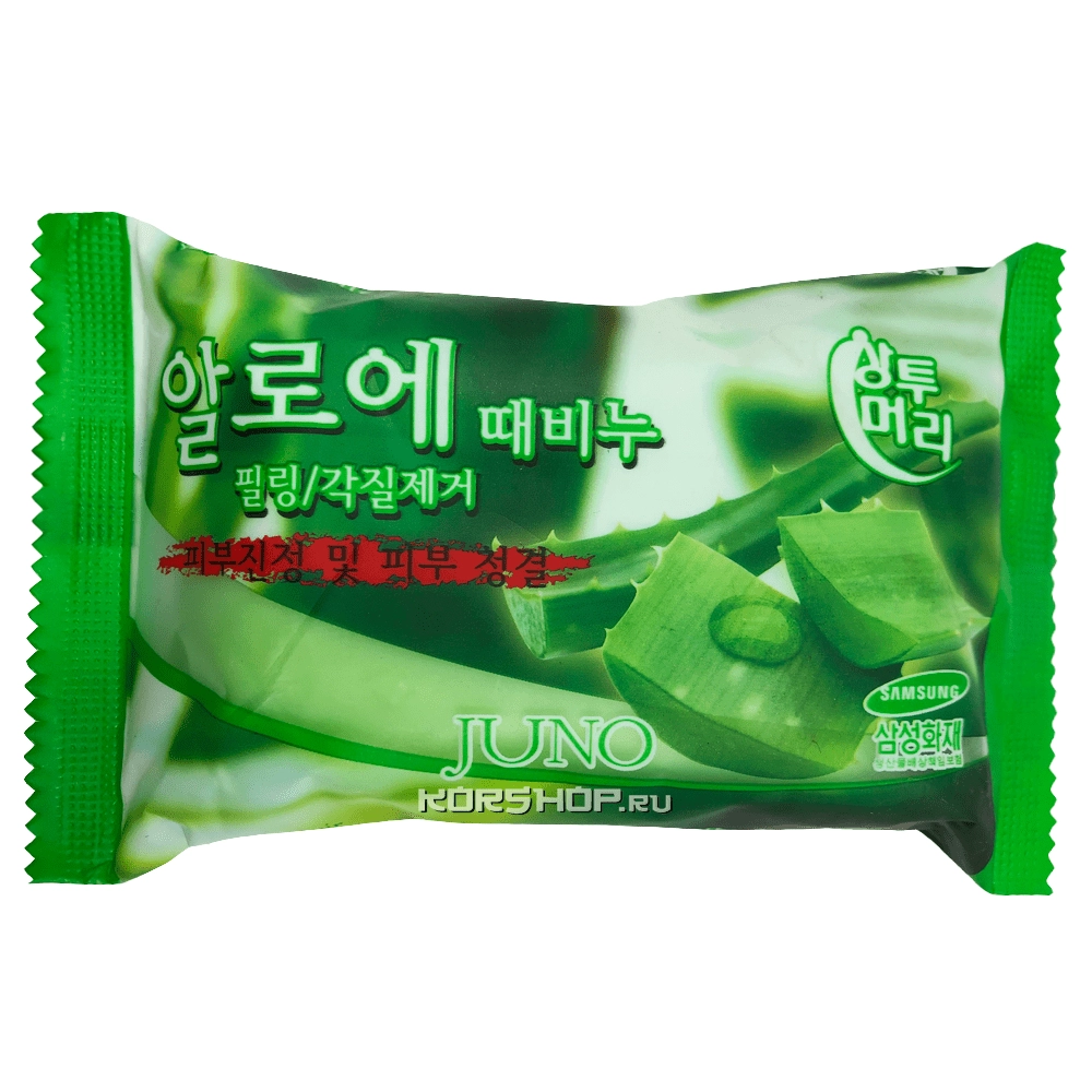 Мыло с отшелушивающим эффектом с экстрактом алоэ Juno, Корея, 150 г Мыло с отшелушивающим эффектом с экстрактом алоэ Juno, Корея, 150 г