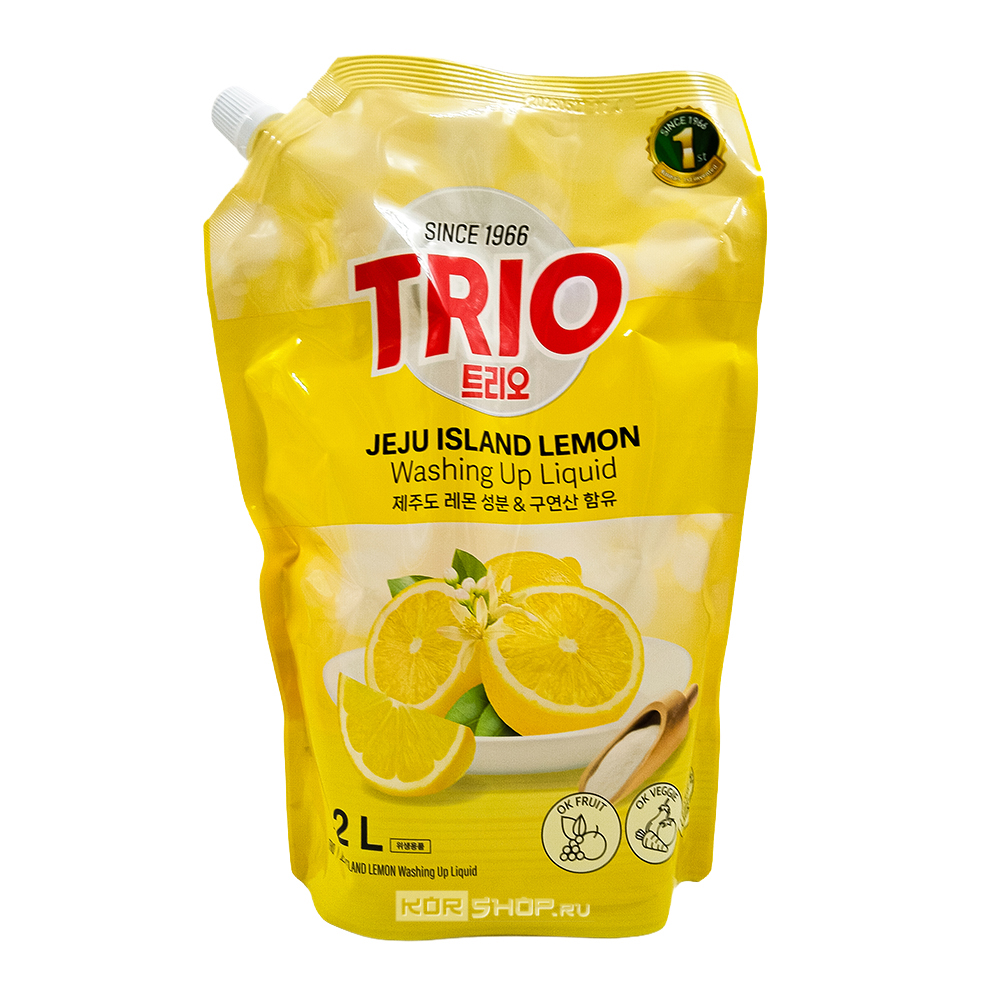 Средство для мытья посуды, фруктов и овощей Сочный Лимон (м/у) Trio, Корея, 1,2 л