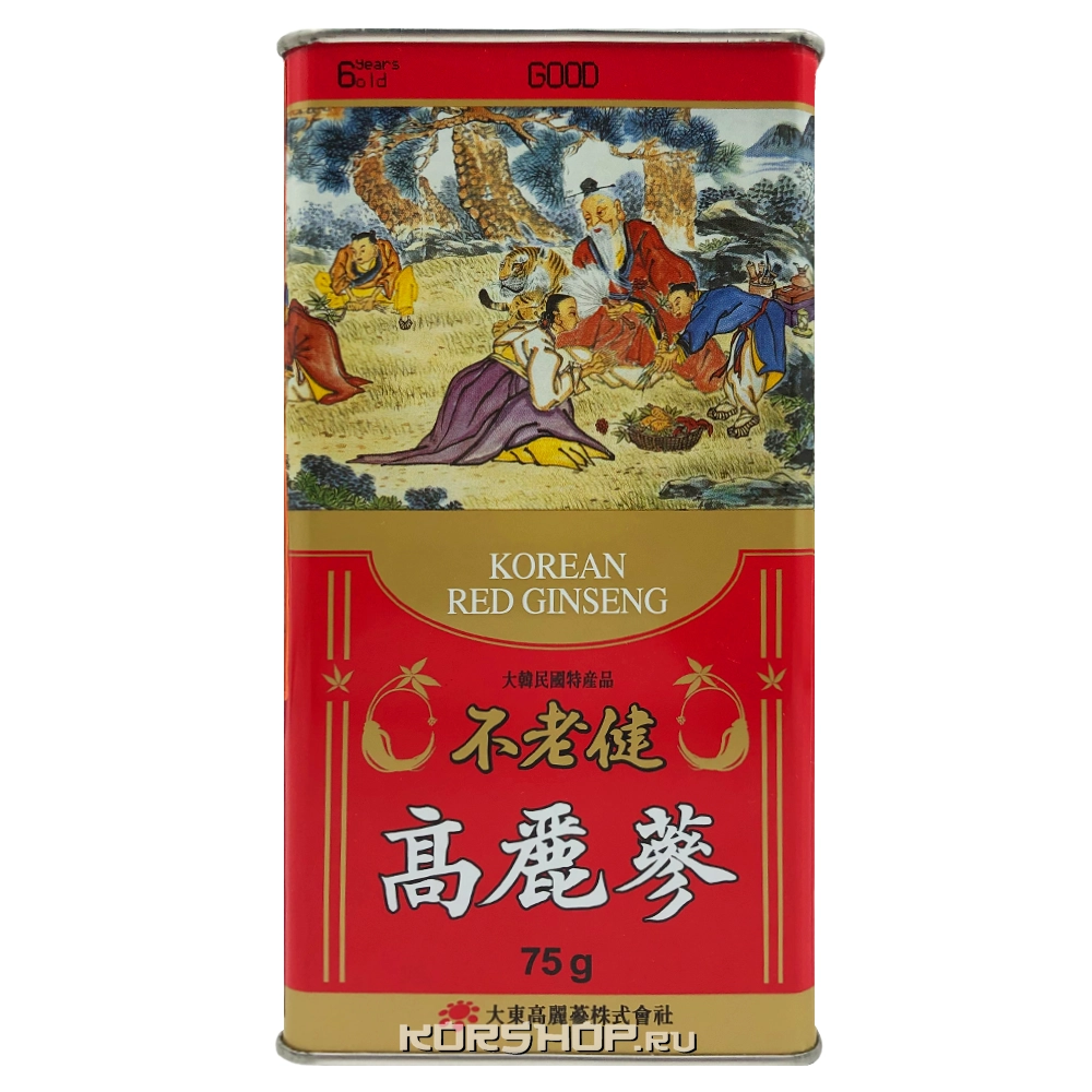 Сухие корни красного корейского женьшеня тэдон 6 лет (высший сорт), Корея, 75 г