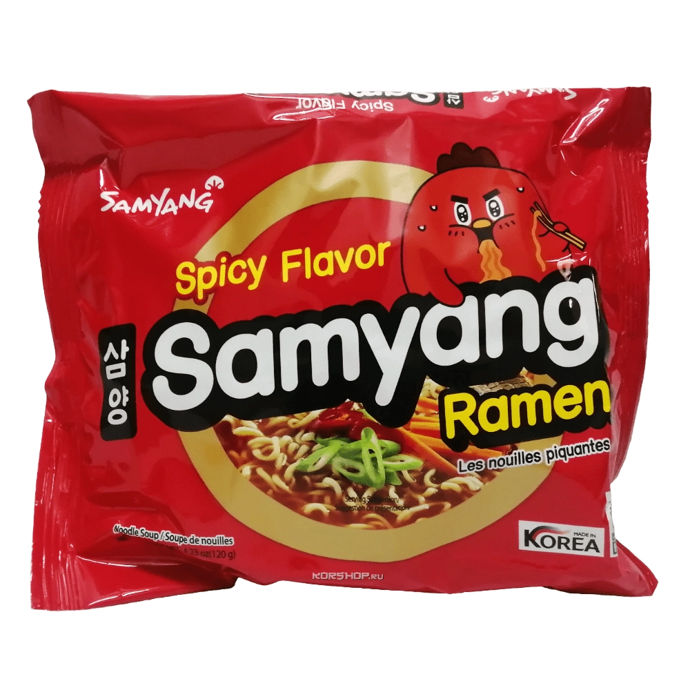 Лапша б/п со вкусом курицы с овощами Spicy Ramen Samyang, Корея, 120 г Лапша б/п со вкусом курицы с овощами Spicy Ramen Samyang, Корея, 120 г