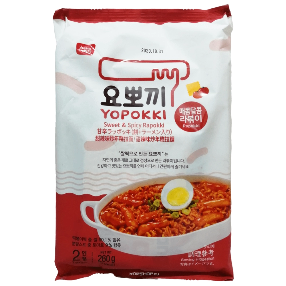 Рабокки сладко-острые Yopokki (2 порции), Корея, 260 г