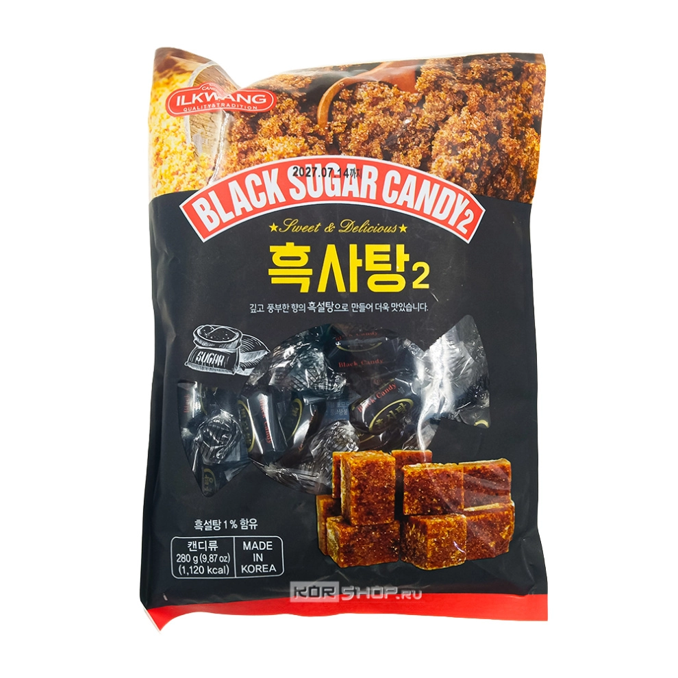 Леденцовая карамель со вкусом черного сахара Black Sugar Candy Ilkwang, Корея, 280 г Леденцовая карамель со вкусом черного сахара Black Sugar Candy Ilkwang, Корея, 280 г