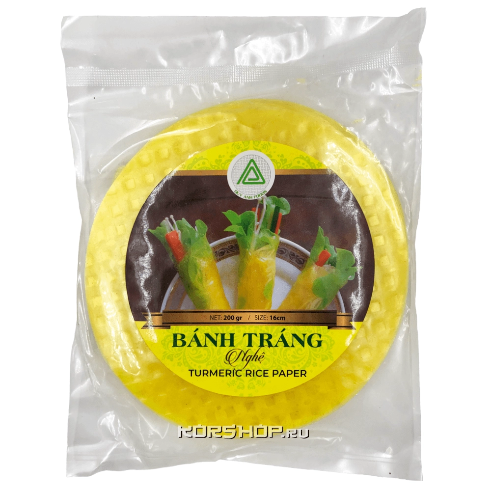 Рисовая бумага с куркумой для фреш-роллов Duy Anh, Вьетнам, 200 г.
