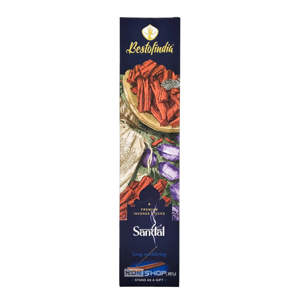 Ароматические палочки «Сандал» с подставкой Bestofindia, Индия, 20 шт. Ароматические палочки «Сандал» с подставкой Bestofindia, Индия, 20 шт.