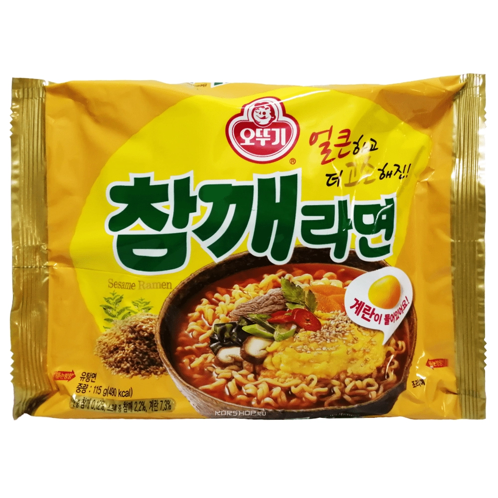 Лапша б\п со вкусом жареного кунжута Чамке Рамен Sesame Ramen Оттоги/Ottogi, Корея, 115 г. Срок до 07.11.2025.