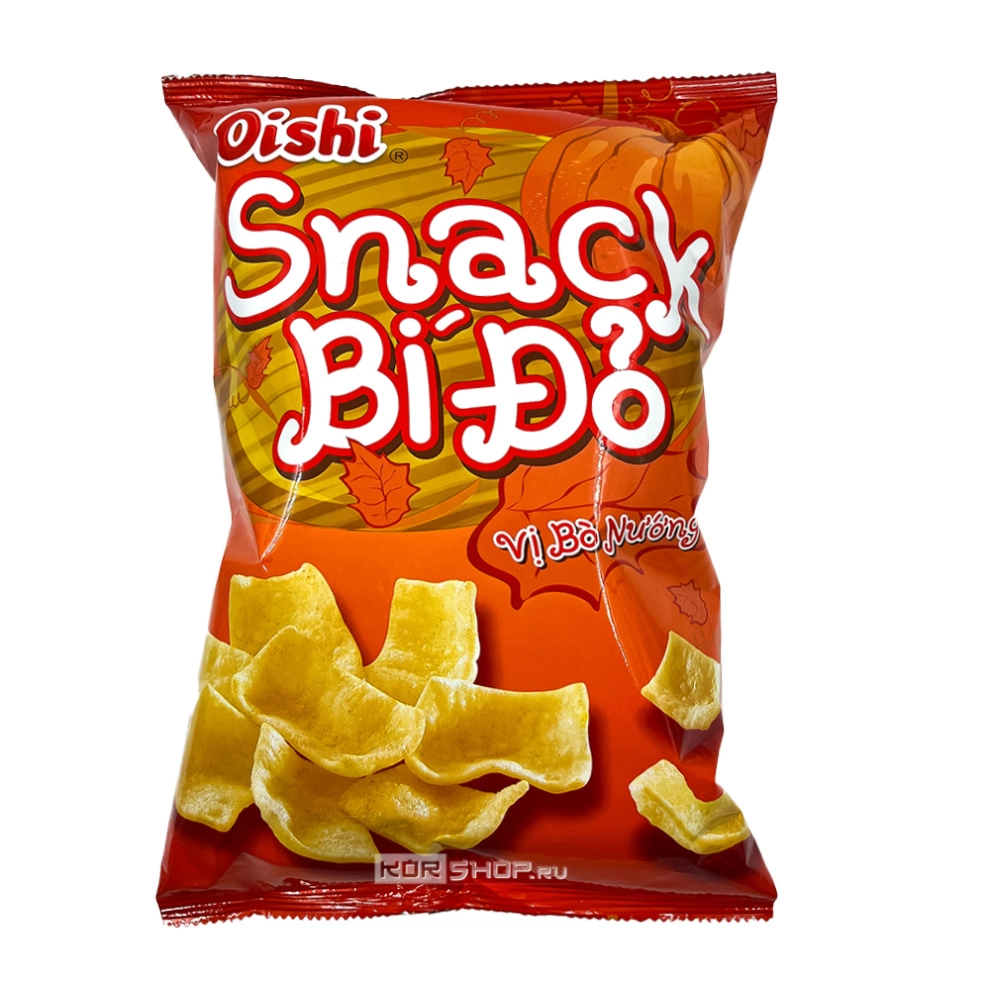 Чипсы тыквенные со вкусом говядины на гриле Pumpkin Snack Oishi, Вьетнам, 68 г Чипсы тыквенные со вкусом говядины на гриле Pumpkin Snack Oishi, Вьетнам, 68 г
