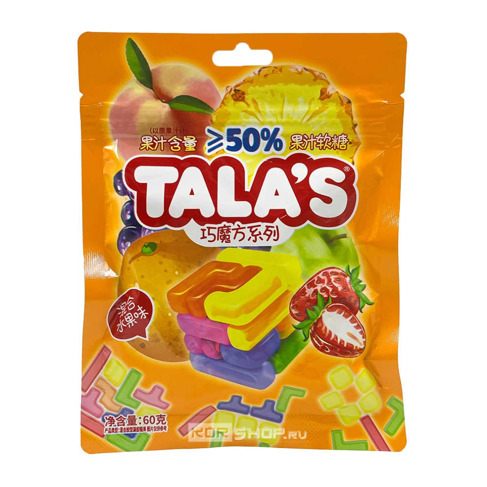 Жевательный мармелад с фруктовым соком Микс фруктов Magic Cube Tala's, Китай, 60 г