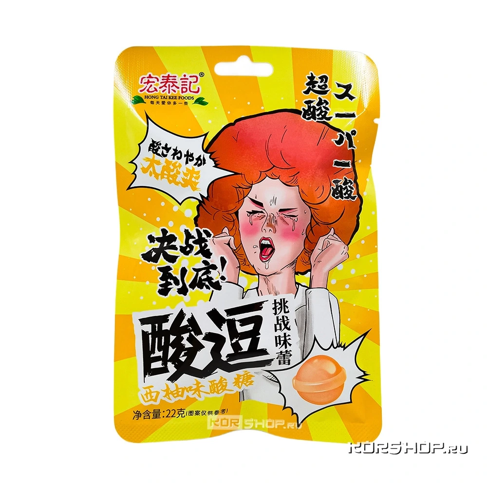 Кислая леденцовая карамель со вкусом грейпфрута Хон Тай Ки Фудз / Hong Tai Kee Foods, Китай, 22 г Кислая леденцовая карамель со вкусом грейпфрута Хон Тай Ки Фудз / Hong Tai Kee Foods, Китай, 22 г