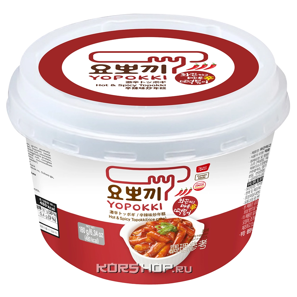 Рисовые палочки Токпокки в остро-пряном соусе Hot&amp;Spicy Yopokki в чашке, Корея, 180 г