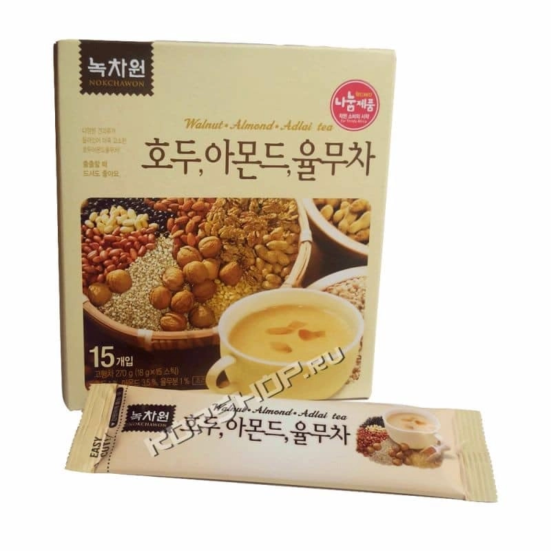 Напиток с грецким орехом, миндалем, коиксом (пищезаменитель) Nokchawon, Корея 270г (15 саше *18 г) Напиток с грецким орехом, миндалем, коиксом (пищезаменитель) Nokchawon, Корея 270г (15 саше *18 г)