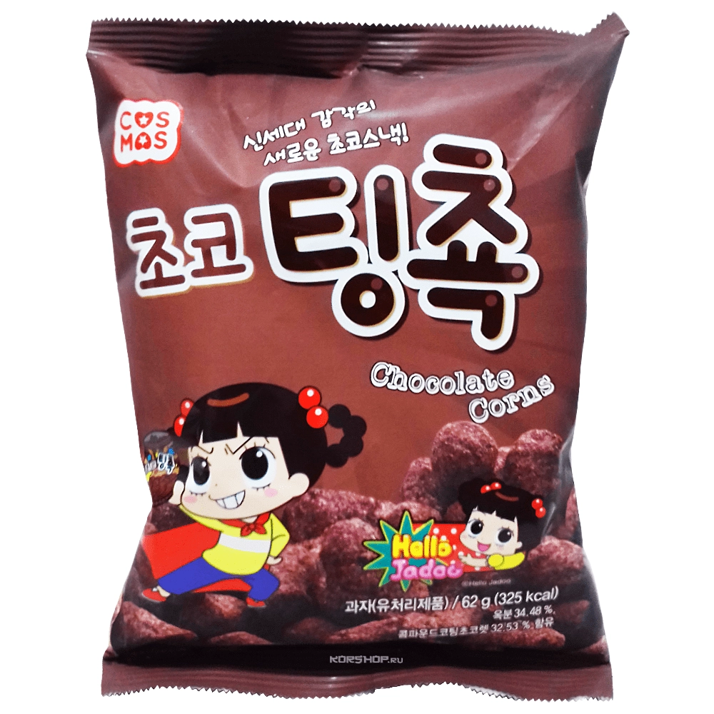 Кукурузные палочки со вкусом шоколада Cosmos, Корея, 62 г