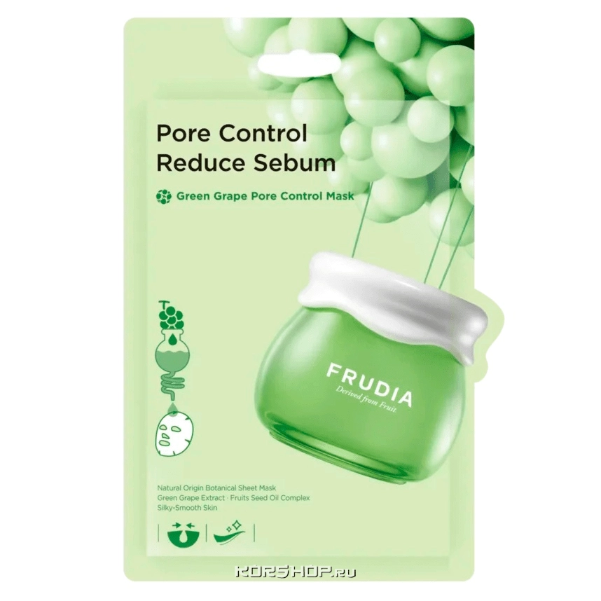 Себорегулирующая маска с зеленым виноградом Frudia, Корея, 27 мл Себорегулирующая маска с зеленым виноградом Frudia, Корея, 27 мл