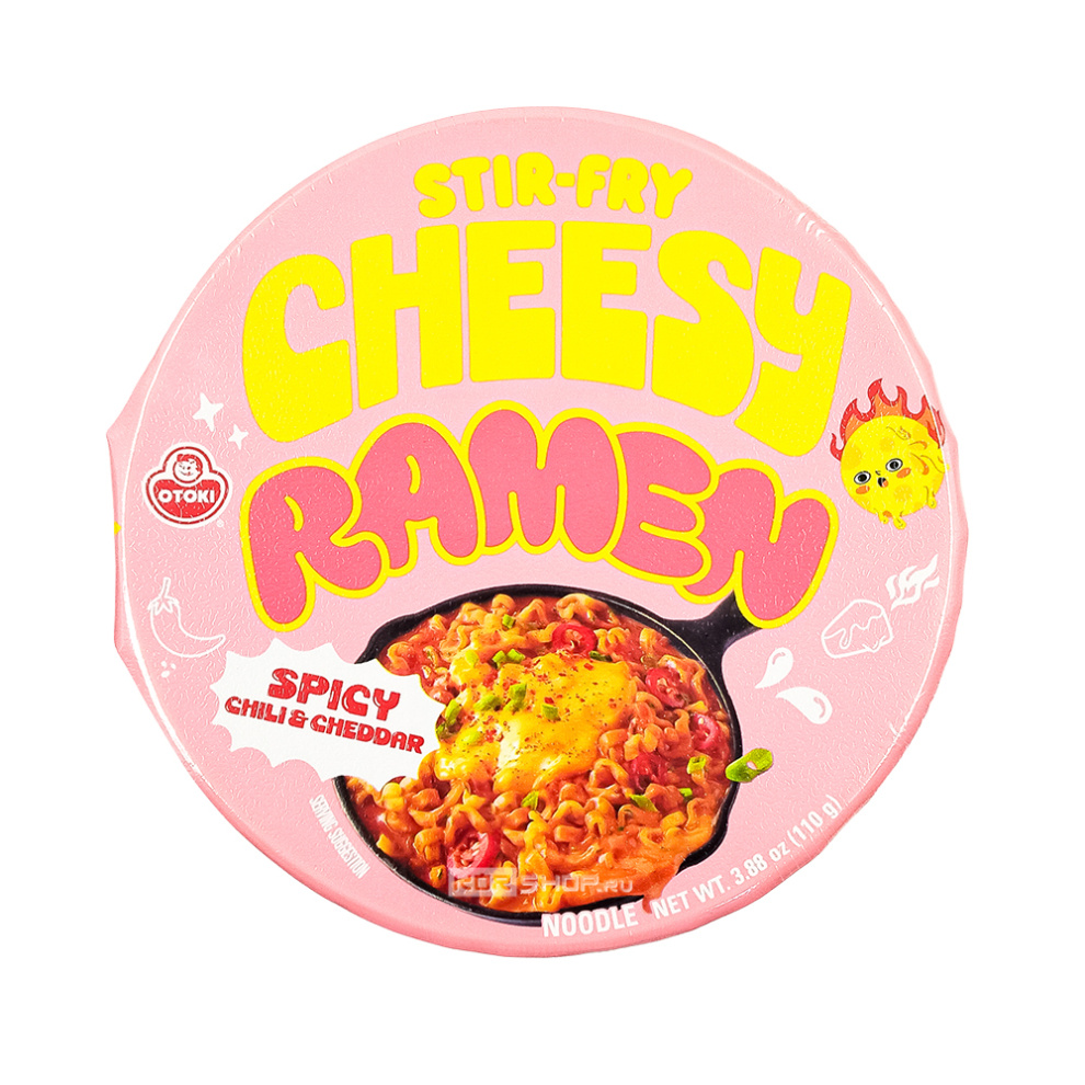 Лапша б/п острая со вкусом сыра чеддер Чиз Рамен Stir-Fry Cheesy Ramen Spicy Chili &amp; Cheddar Otoki (Ottogi), Корея, 110 г