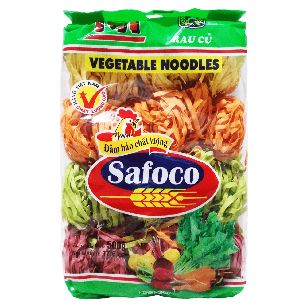 Широкая цветная пшеничная лапша с овощами Safoco, Вьетнам, 500 г