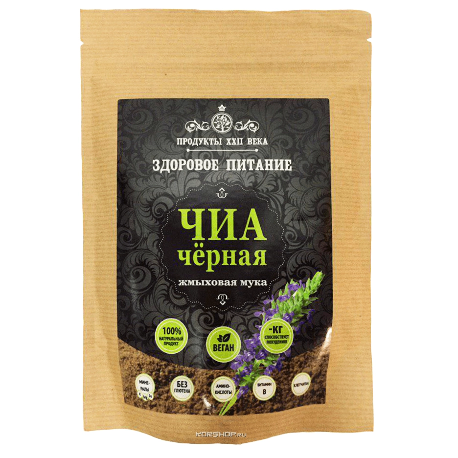 Жмыховая мука из черных семян чиа, 200 г