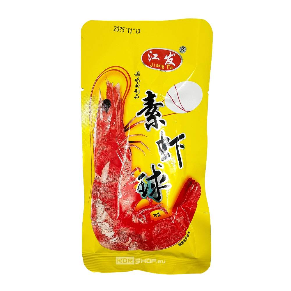 Мучные снеки латяо со вкусом креветок Jiang Fa, Китай, 20 г Мучные снеки латяо со вкусом креветок Jiang Fa, Китай, 20 г