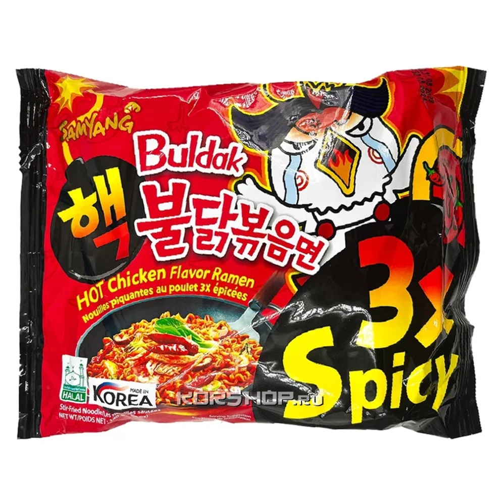 Лапша б/п экстремально острая со вкусом курицы 3xSpicy Samyang, Корея, 140 г