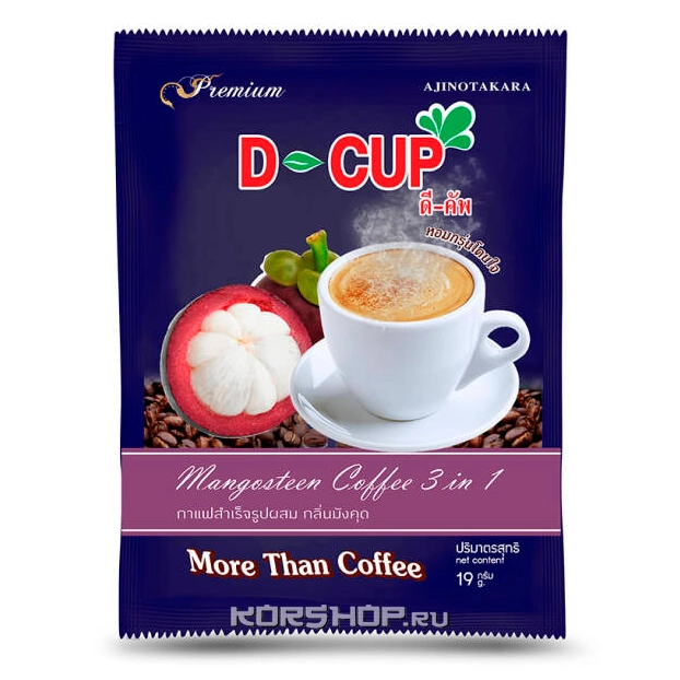 Растворимый кофе 3 в 1 со вкусом мангостина D-Cup Ajinotakara, Таиланд, 19 г