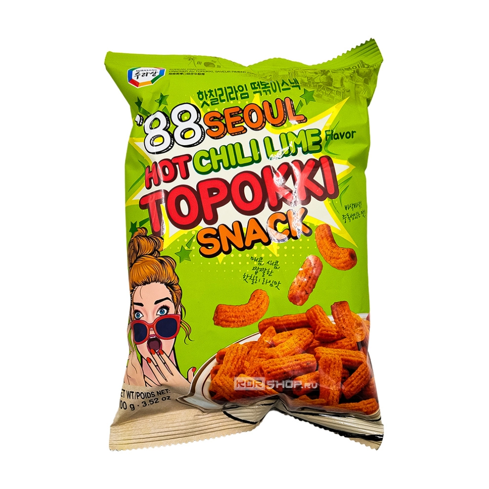 Чипсы токпокки со вкусом острого чили и лайма Surasang, Корея, 100 г