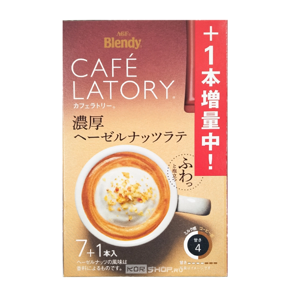 Растворимый кофе ореховый Латте в стиках Cafe Latory Blendy AGF, Япония, 84 г (10,5 г х 8 шт.)