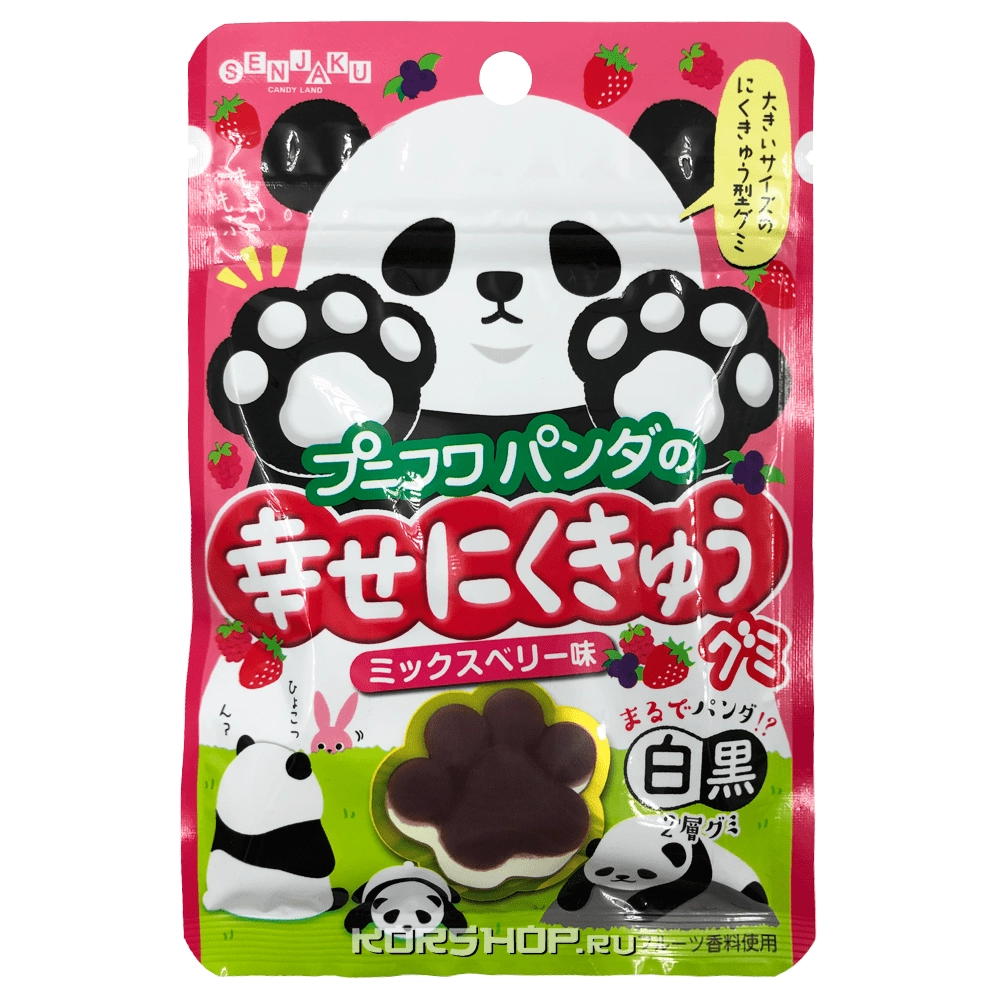 Жевательный мармелад с ягодным вкусом &quot;Счастливые лапки панды&quot; Happy Nikukyu Senjaku, Япония, 32 г.