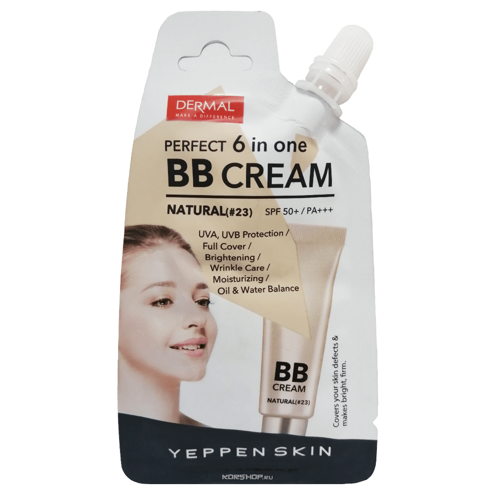 ВВ-крем для лица 6 в 1 с защитой от солнца SPF 50+/PA+++ (натуральный тон 23) Yeppen Skin Dermal, Корея, 10 г