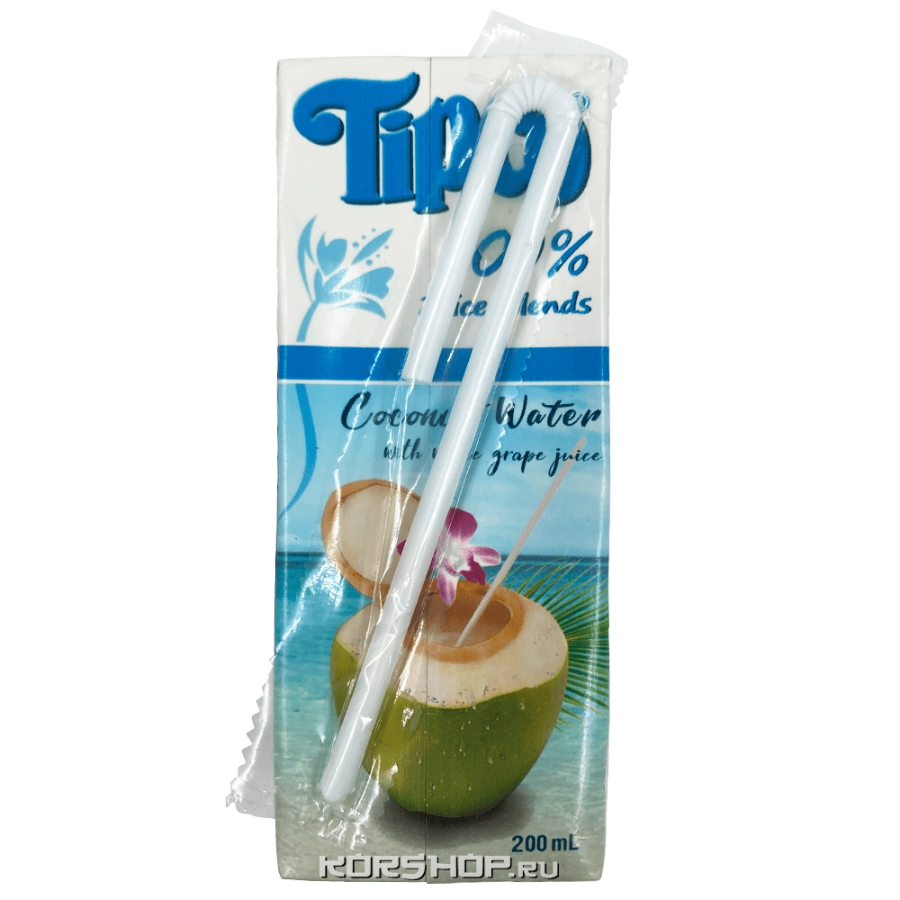 Кокосовая вода прямого отжима с добавлением виноградного сока Tipco, Таиланд, 200 мл Кокосовая вода прямого отжима с добавлением виноградного сока Tipco, Таиланд, 200 мл