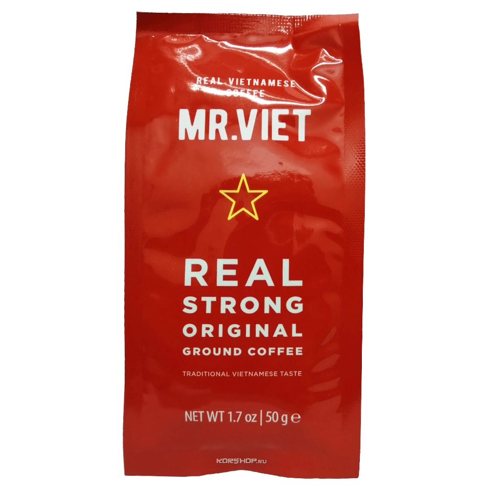 Натуральный жареный молотый кофе Real Strong Mr.Viet, Вьетнам, 50 г Натуральный жареный молотый кофе Real Strong Mr.Viet, Вьетнам, 50 г