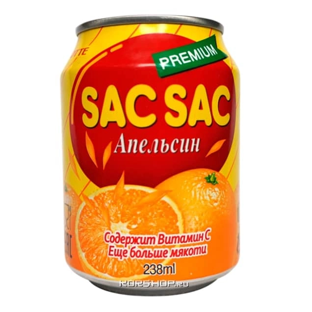 Негазированный напиток из апельсинового сока Sac Sac Lotte, Корея, 238 мл