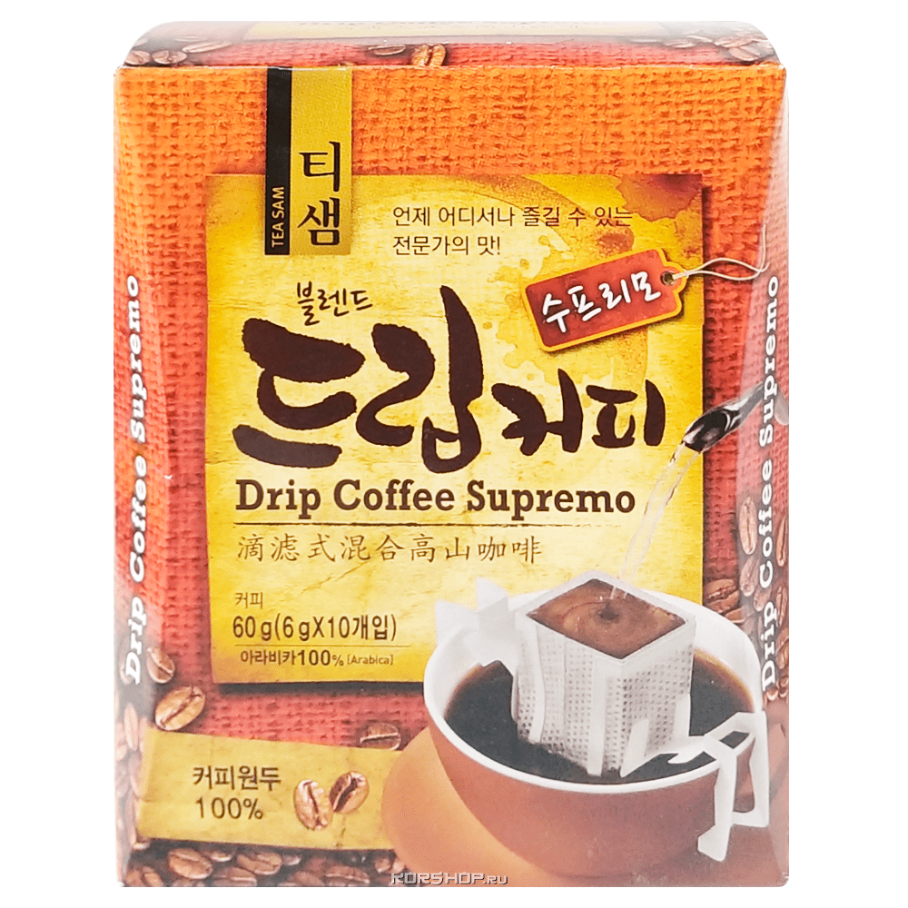 Кофе Supremo Tea Sam (фильтр-пакеты), Корея, 60 г