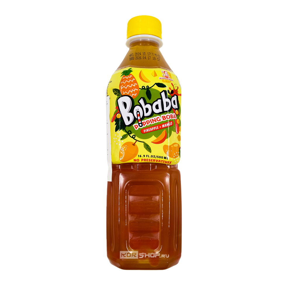 Напиток холодный чай Бабл Ти со вкусом ананаса и манго Bubble Tea Bobaba Madam Hong, Тайвань, 500 мл