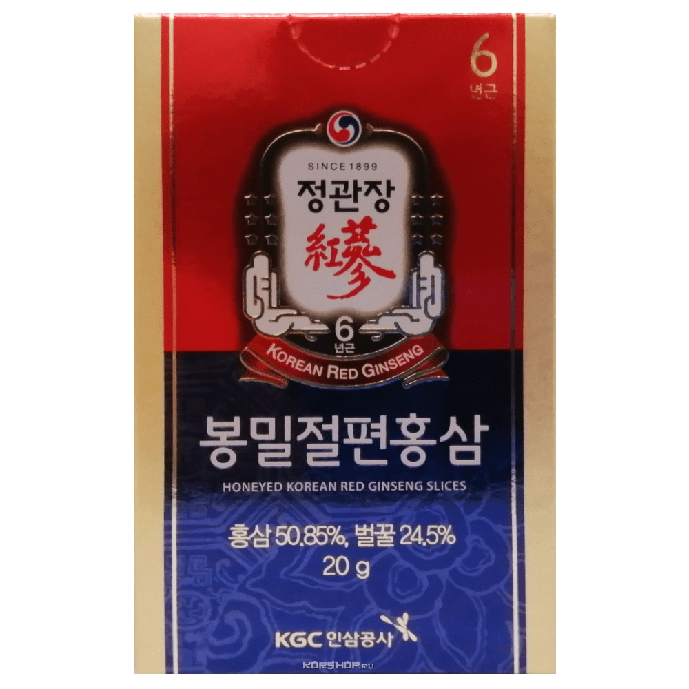 Корень 6-летнего красного корейского женьшеня на меду (слайсы), Южная Корея, 20 г. Корень 6-летнего красного корейского женьшеня на меду (слайсы), Южная Корея, 20 г.
