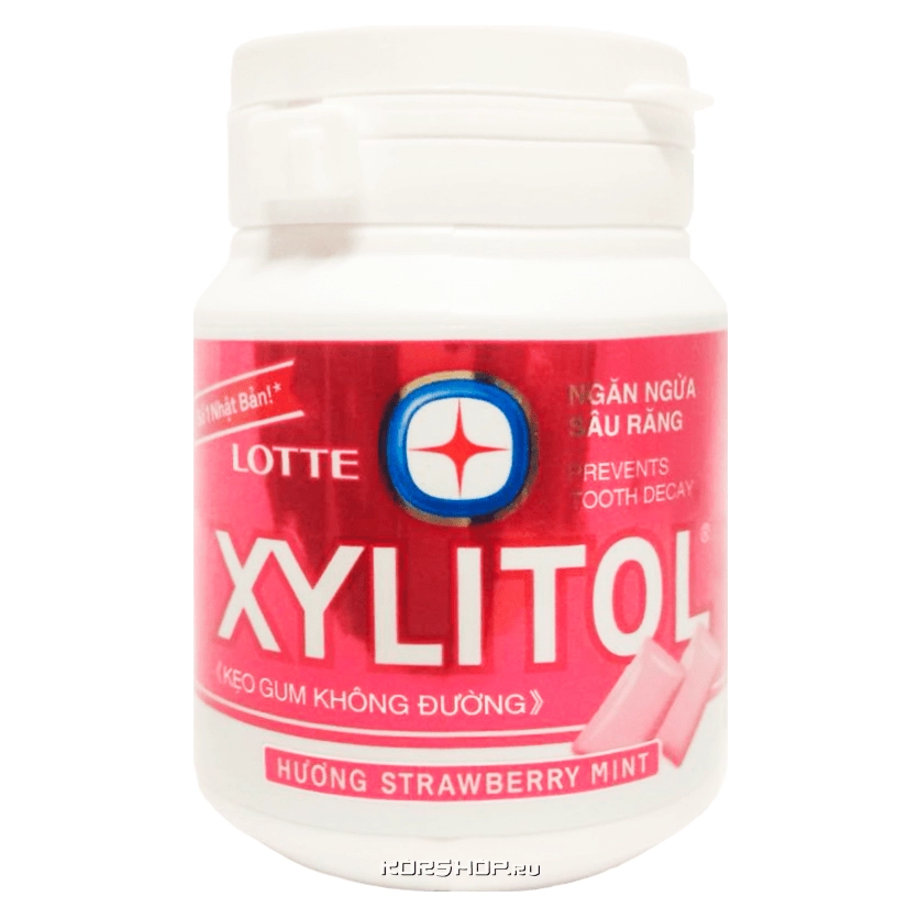 Жевательная резинка со вкусом мяты и клубники Xylitol Lotte, Вьетнам, 58 г