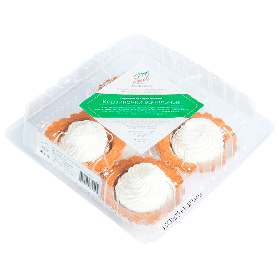 Корзинки с ванильным кремом Fit and Sweet, 150 г