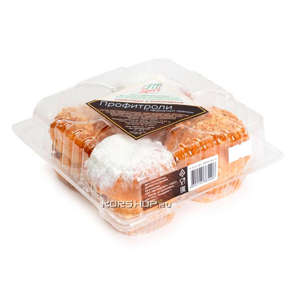 Профитроли с творожным кремом (сливочные и шоколадные) Fit and Sweet, 200 г