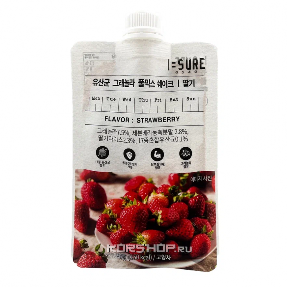 Фитнес-коктейль с пробиотиками (клубничный) Probiotics Granola FullMix Shake Strawberry, Корея, 40 г