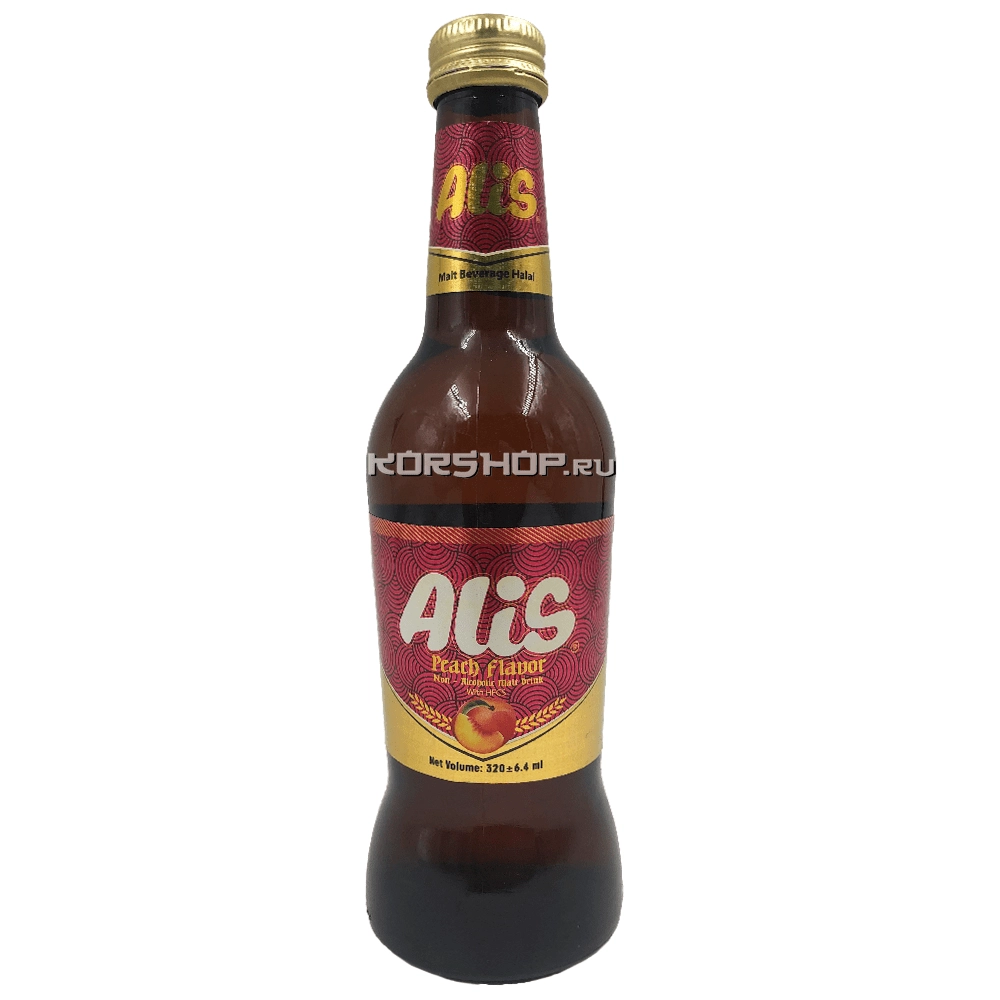 Безалкогольный солодовый напиток со вкусом персика Alis, Иран, 320 мл