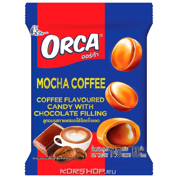 Карамельные конфеты со вкусом кофе и шоколадной начинкой Orca Boonprasert, Таиланд, 140 г Карамельные конфеты со вкусом кофе и шоколадной начинкой Orca Boonprasert, Таиланд, 140 г