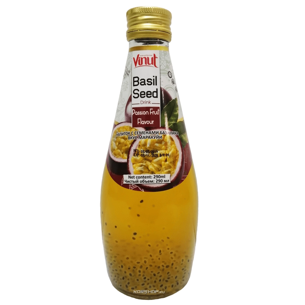 Фруктовый напиток с семенами базилика со вкусом маракуйи Basil Seed Vinut, Вьетнам, 290 мл