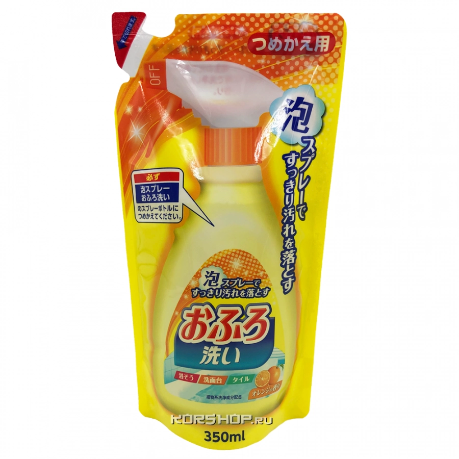 Чистящая спрей-пена для ванны с антибакт. эффектом и апельсиновым маслом Nihon, Япония, 350 мл