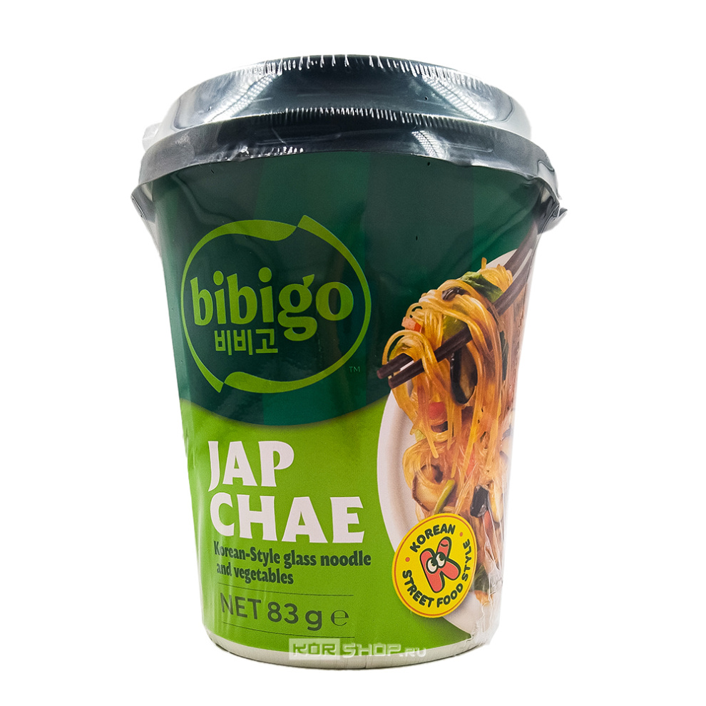 Стеклянная лапша Чапче по-корейски с овощами в соевом соусе Bibigo (Китай), 83 г