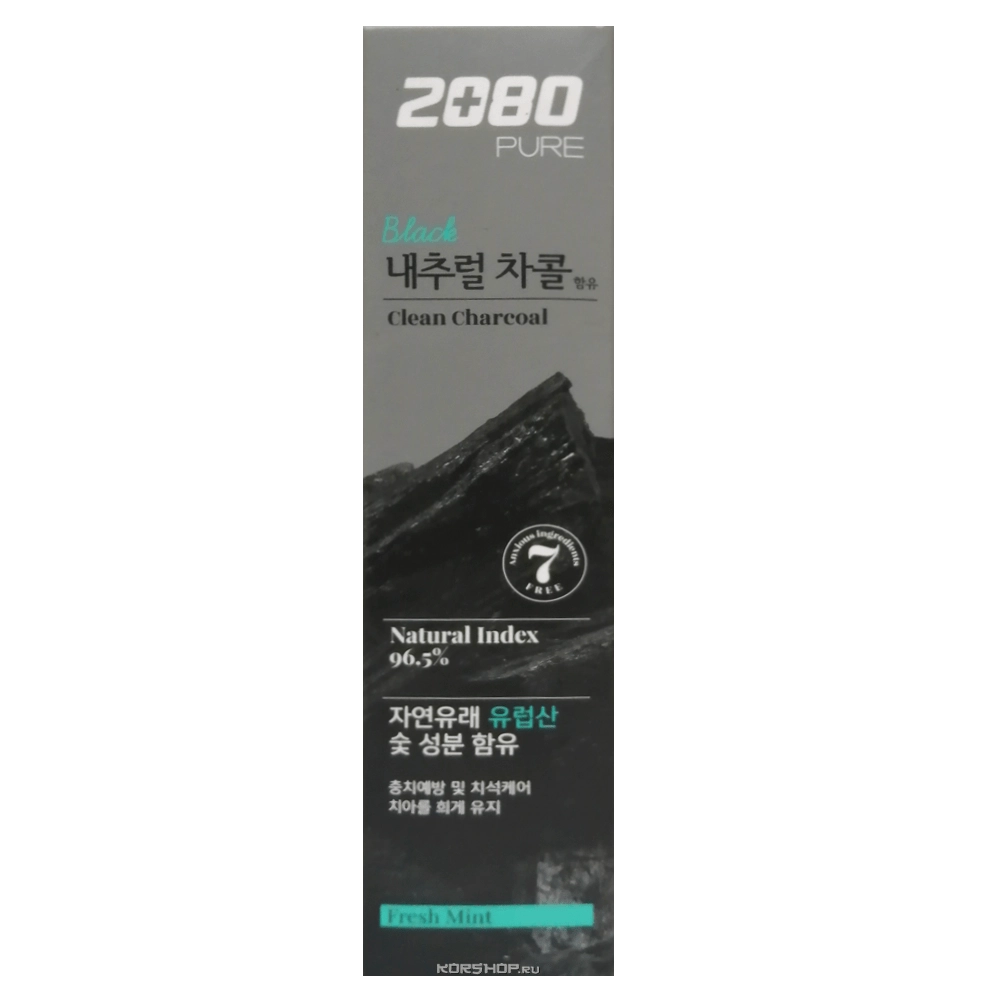 Зубная паста с углем и мятой Dental Clinic 2080 Pure Black Clean, Корея, 120 г
