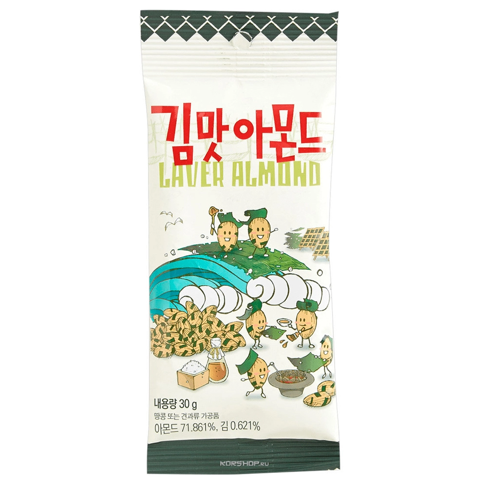 Миндаль обжаренный с морской капустой, Корея 30 г