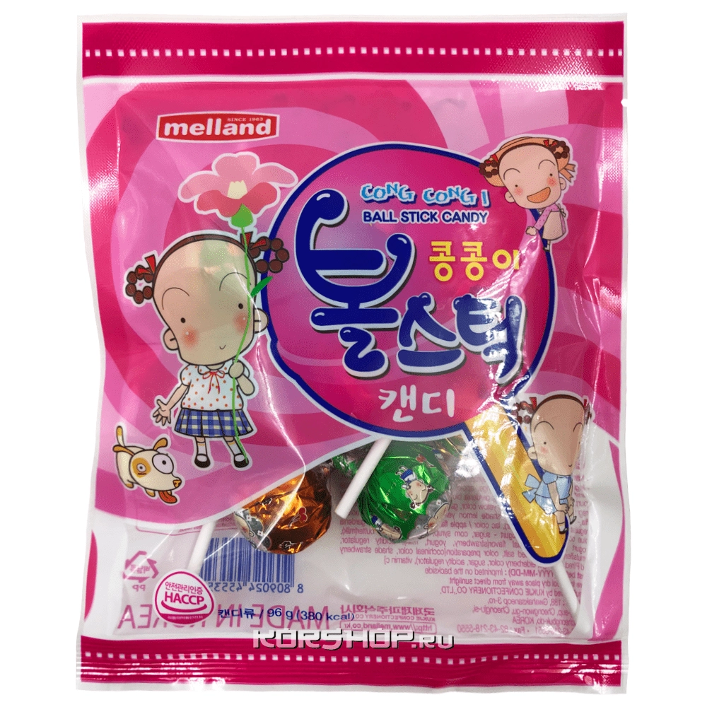 Леденцовая карамель на палочке Cong Cong Ball Melland, Корея, 96 г Леденцовая карамель на палочке Cong Cong Ball Melland, Корея, 96 г