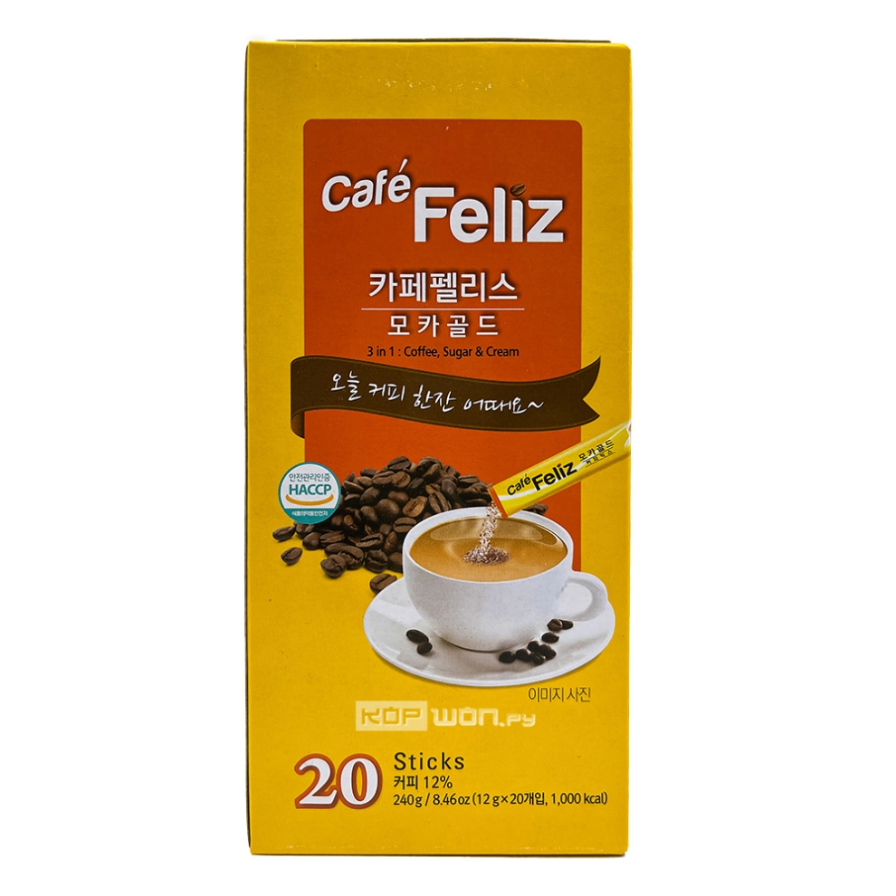 Напиток кофейный растворимый 3в1 Мокка Gold Cafe Feliz, Корея, 240 г (12 г *20 шт) Напиток кофейный растворимый 3в1 Мокка Gold Cafe Feliz, Корея, 240 г (12 г *20 шт)